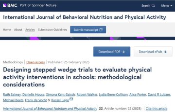 Screenshot of research paper titled: Designing stepped wedge trials to evaluate physical activity interventions in schools: methodological considerations
